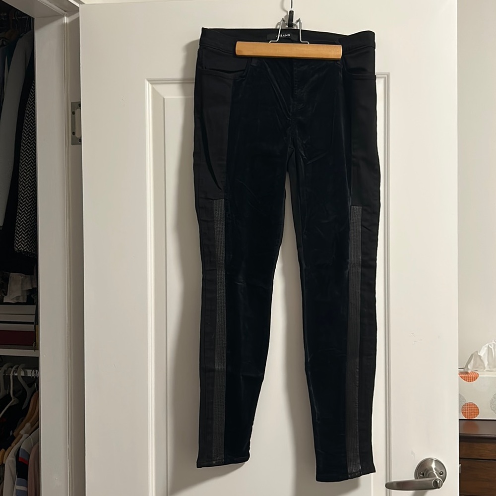 J Brand Sz 29 Black Denim, Velvet and Leather Jeans